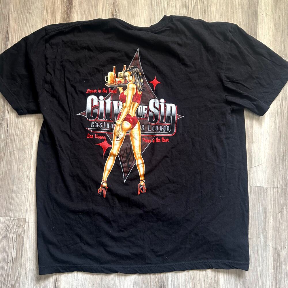 City of Sin Casino & Lounge Adult Size Shirt in Black Las Vegas Tshirt Sz XL